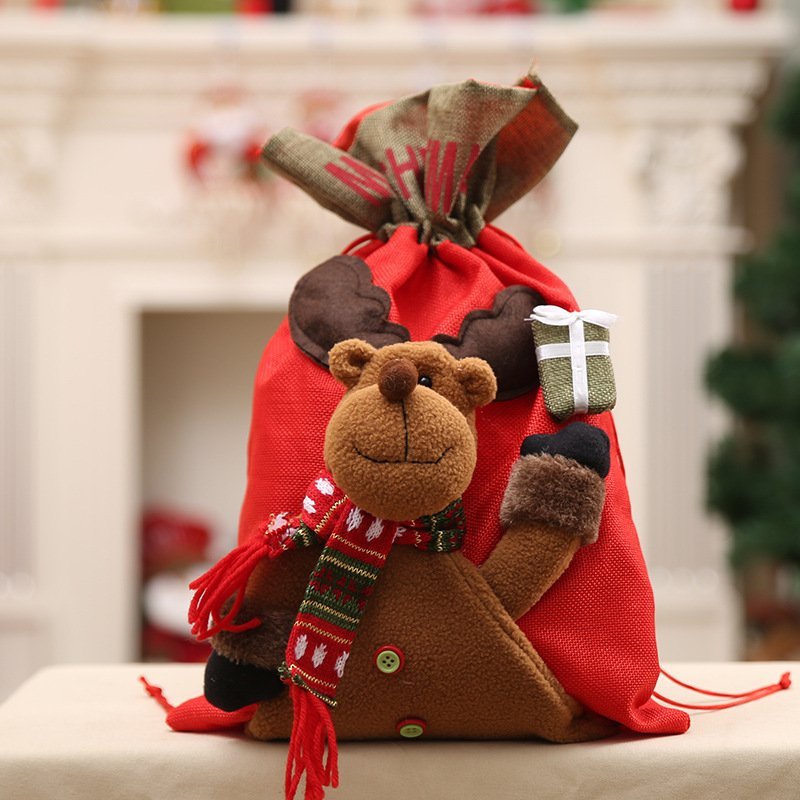 New Christmas Large Jumbo Felt Santa Sack Children Xmas Gifts Candy Stocking Bag, Reindeer (41x28cm) V474-227343