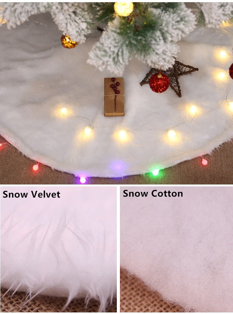 60/78/90/122cm Christmas Snow Plush Tree Skirt Xmas Base Floor Mat Cover Decor, 122cm (48") V474-227371