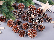 18 Christmas Natural Pine Cones Xmas Tree Hanging Home Decoration Ornament Gifts, 18x Natural w Snow Covered V474-227788
