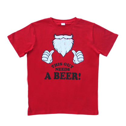 New Funny Adult Xmas Christmas T Shirt Tee Mens Womens 100% Cotton Jolly Ugly, This Guy Needs a Beer!, L V474-227892