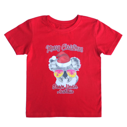New Funny Adult Xmas Christmas T Shirt Tee Mens Womens 100% Cotton Jolly Ugly, Koala Sunglass (Red), XS V474-230735