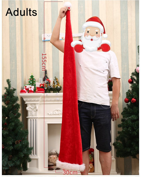 Christmas Unisex Adults Kids Novelty Hat Xmas Party Cap Santa Costume Dress Up, Long Santa Hat (Adults) V474-232047
