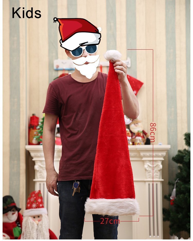 Christmas Unisex Adults Kids Novelty Hat Xmas Party Cap Santa Costume Dress Up, Long Santa Hat (Kids) V474-232048
