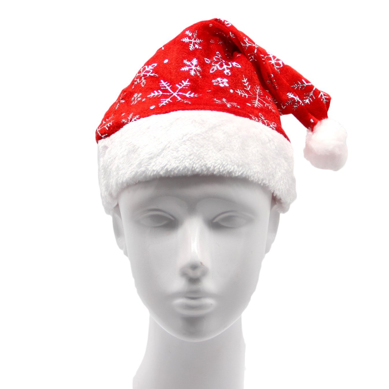 Christmas Unisex Adults Kids Novelty Hat Xmas Party Cap Santa Costume Dress Up, Santa Hat w Snowflakes V474-232053