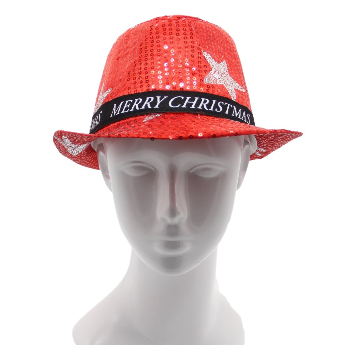 Christmas Unisex Adults Kids Novelty Hat Xmas Party Cap Santa Costume Dress Up, Sequin Fedora V474-232054