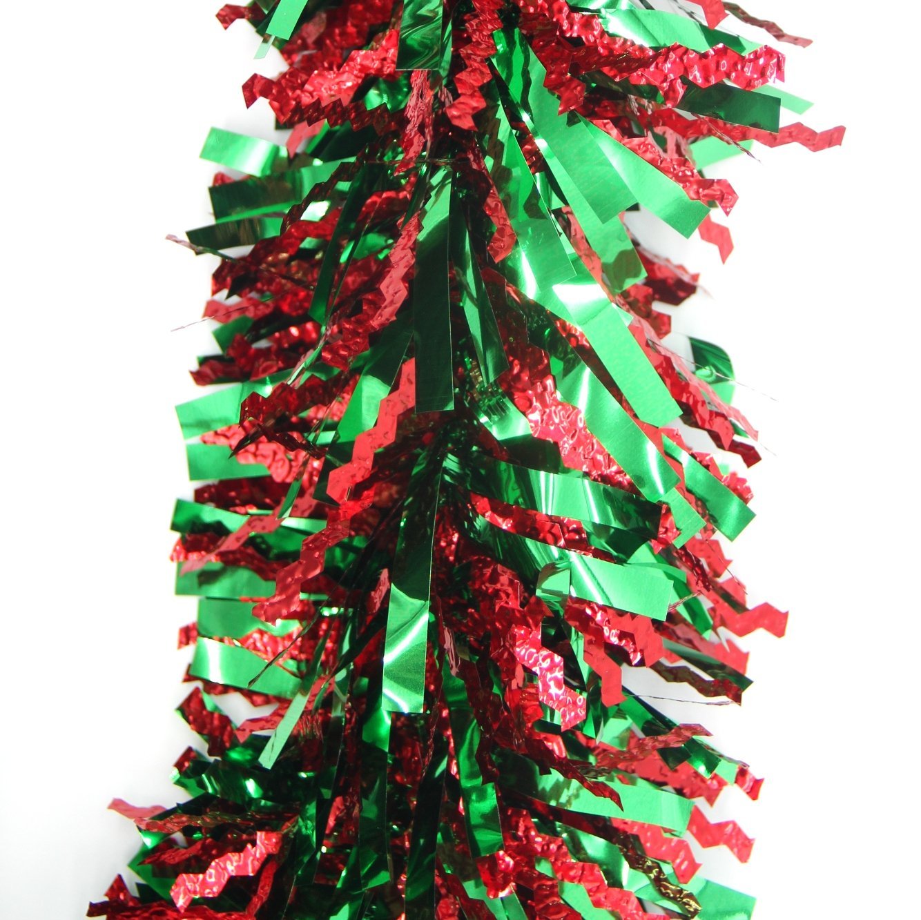 5x 2.5m Christmas Tinsel Xmas Garland Sparkly Snowflake Party Natural Home Decor, Crinkle Cut (Red Green) V474-232718