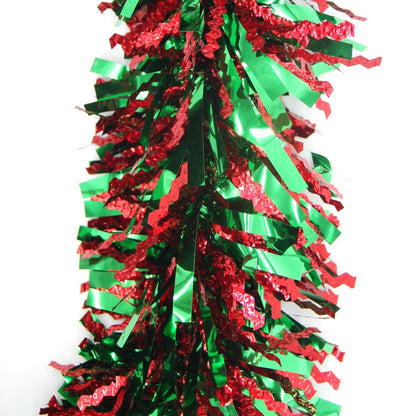 5x 2.5m Christmas Tinsel Xmas Garland Sparkly Snowflake Party Natural Home Decor, Crinkle Cut (Red Green) V474-232718