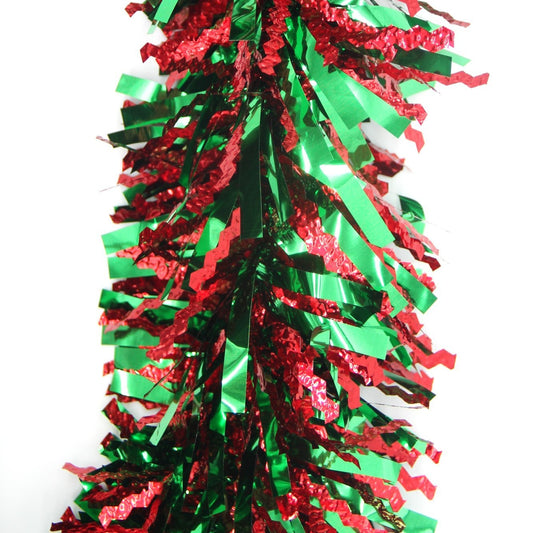 5x 2.5m Christmas Tinsel Xmas Garland Sparkly Snowflake Party Natural Home Decor, Crinkle Cut (Red Green) V474-232718