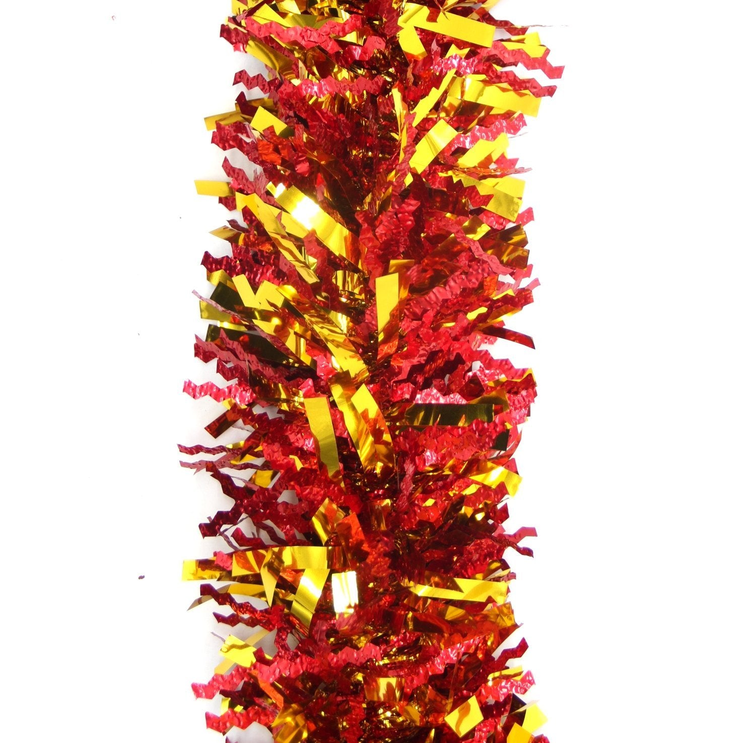 5x 2.5m Christmas Tinsel Xmas Garland Sparkly Snowflake Party Natural Home Decor, Crinkle Cut (Red Gold) V474-232719