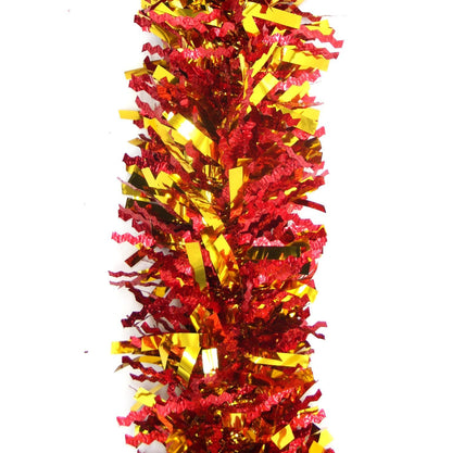 5x 2.5m Christmas Tinsel Xmas Garland Sparkly Snowflake Party Natural Home Decor, Crinkle Cut (Red Gold) V474-232719