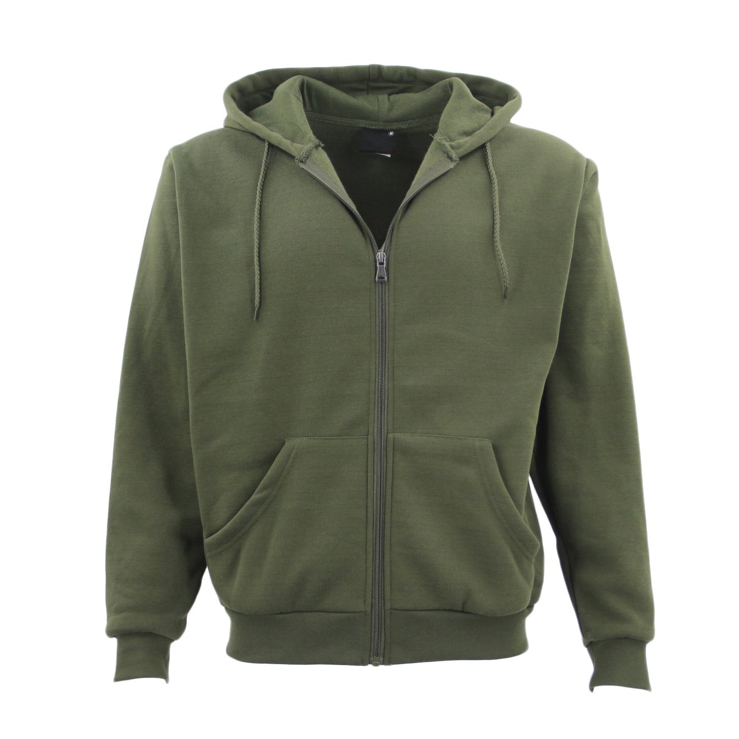 Adult Unisex Zip Plain Fleece Hoodie Hooded Jacket Mens Sweatshirt Jumper XS-8XL, Olive, L V474-239078
