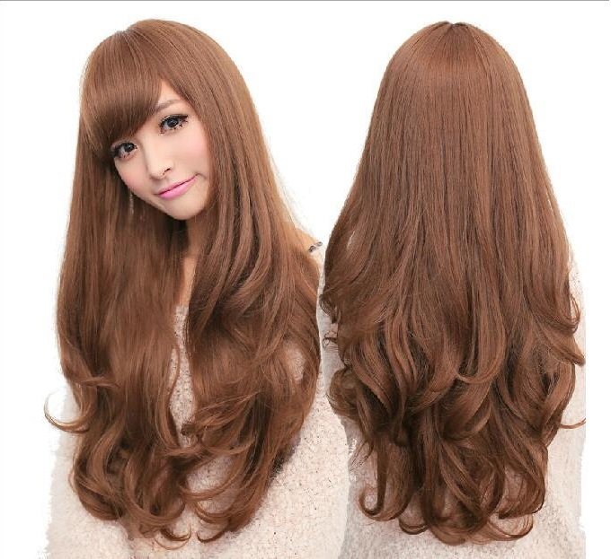 Long Wavy Curly Full Hair Wigs w Side Bangs Cosplay Costume Fancy Anime Womens, Burgundy V474-248928