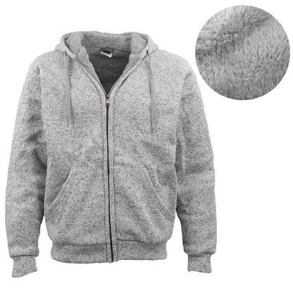 Men's Thick Zip Up Hooded Hoodie w Winter Sherpa Fur Jumper Coat Jacket Sweater, Navy, L V474-249916