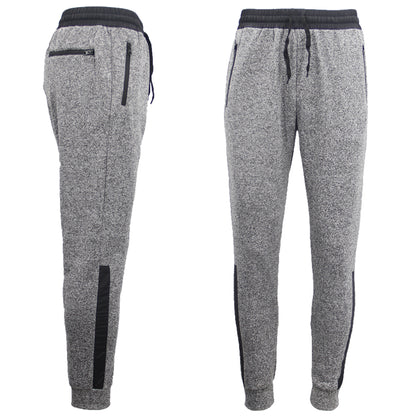 Mens Joggers Trousers Gym Sport Casual Sweat Track Pants Cuffed Hem w Zip Pocket, Black, S V474-255548