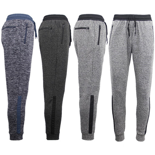 Mens Joggers Trousers Gym Sport Casual Sweat Track Pants Cuffed Hem w Zip Pocket, Black, L V474-255550
