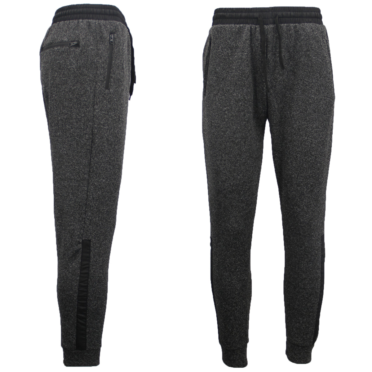 Mens Joggers Trousers Gym Sport Casual Sweat Track Pants Cuffed Hem w Zip Pocket, Navy, L