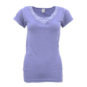 Womens Merino Wool Top Pants Thermal Leggings Long Johns Underwear Pajamas, Womens Short Sleeve - Lavender, V474-281277