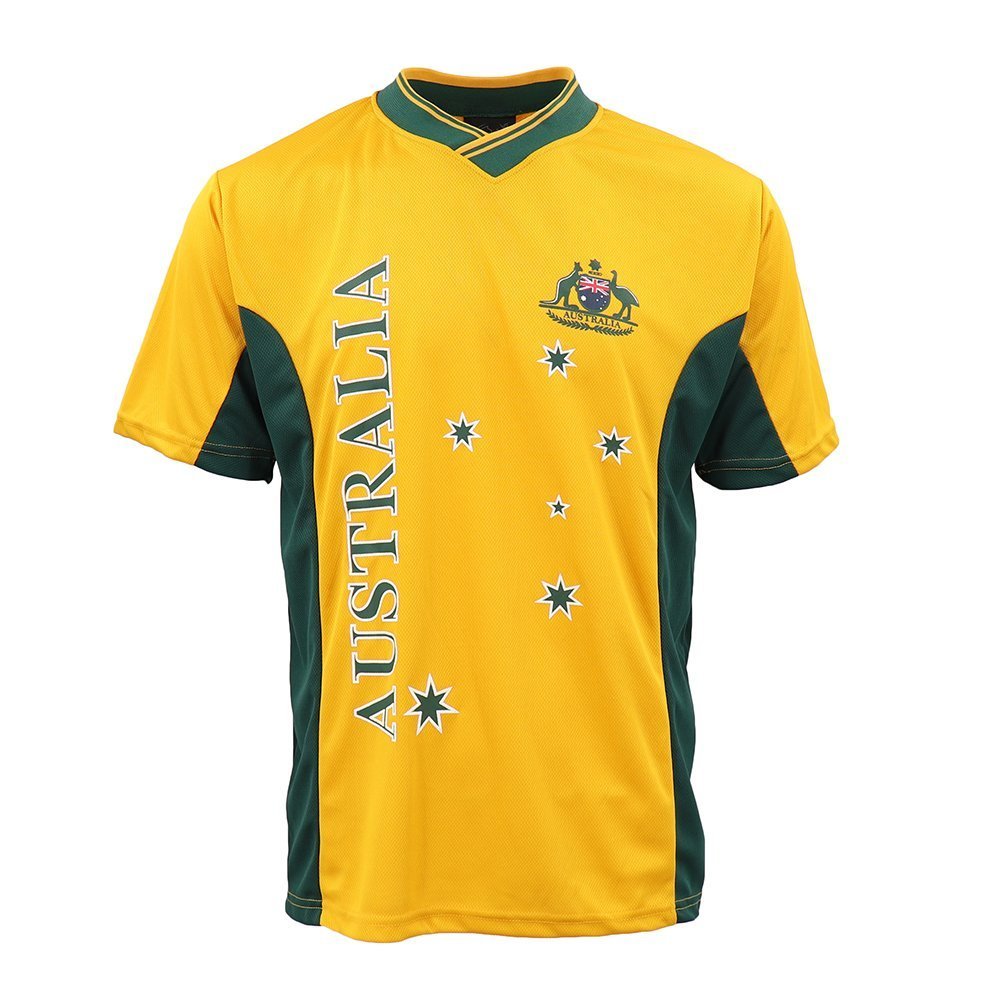 Adults Kids Men's Sports Soccer Rugby Jersy T Shirt Australia Day Polo Souvenir, Gold, 14 (Kids) V474-282940