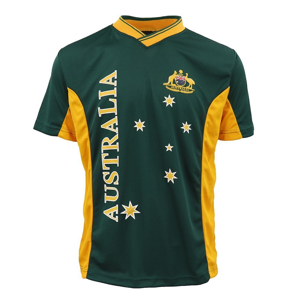 Adults Kids Men's Sports Soccer Rugby Jersy T Shirt Australia Day Polo Souvenir, Green, 10 (Kids) V474-282952