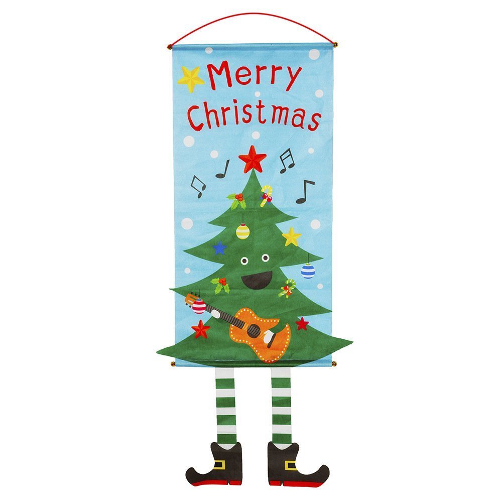 Christmas Hanging Banner Flag Door Window Decor Santa Reindeer Snowman Ornaments, Tree V474-287826