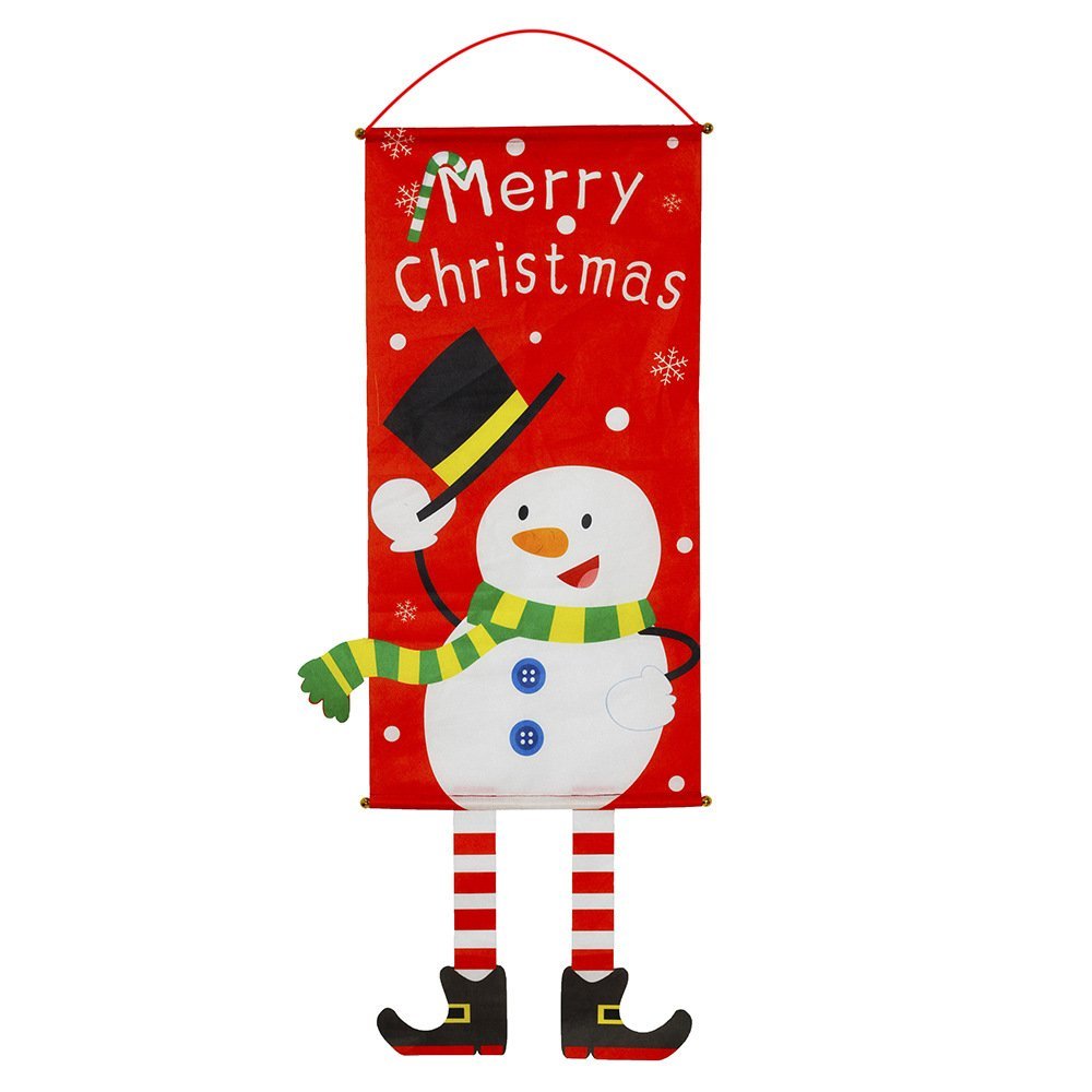 Christmas Hanging Banner Flag Door Window Decor Santa Reindeer Snowman Ornaments, Snowman V474-287828