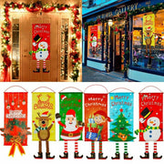 Christmas Hanging Banner Flag Door Window Decor Santa Reindeer Snowman Ornaments, Wreath V474-287829