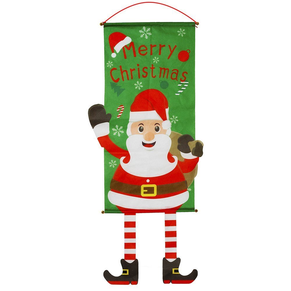 Christmas Hanging Banner Flag Door Window Decor Santa Reindeer Snowman Ornaments, Santa V474-287830