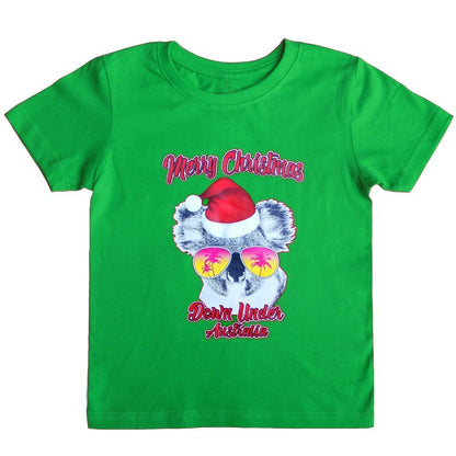 New Funny Adult Xmas Christmas T Shirt Tee Mens Womens 100% Cotton Jolly Ugly, Koala Sunglass (Green), XS V474-290661