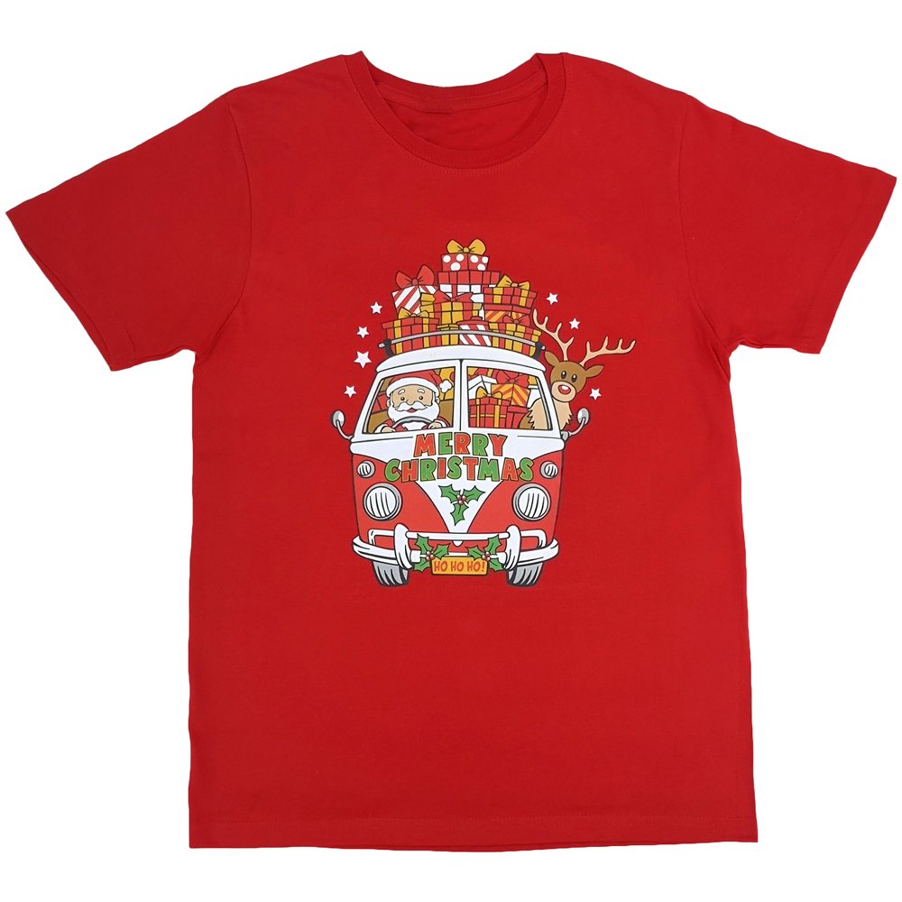 New Funny Adult Xmas Christmas T Shirt Tee Mens Womens 100% Cotton Jolly Ugly, Santa Drive Kombi (Red), M V474-290672