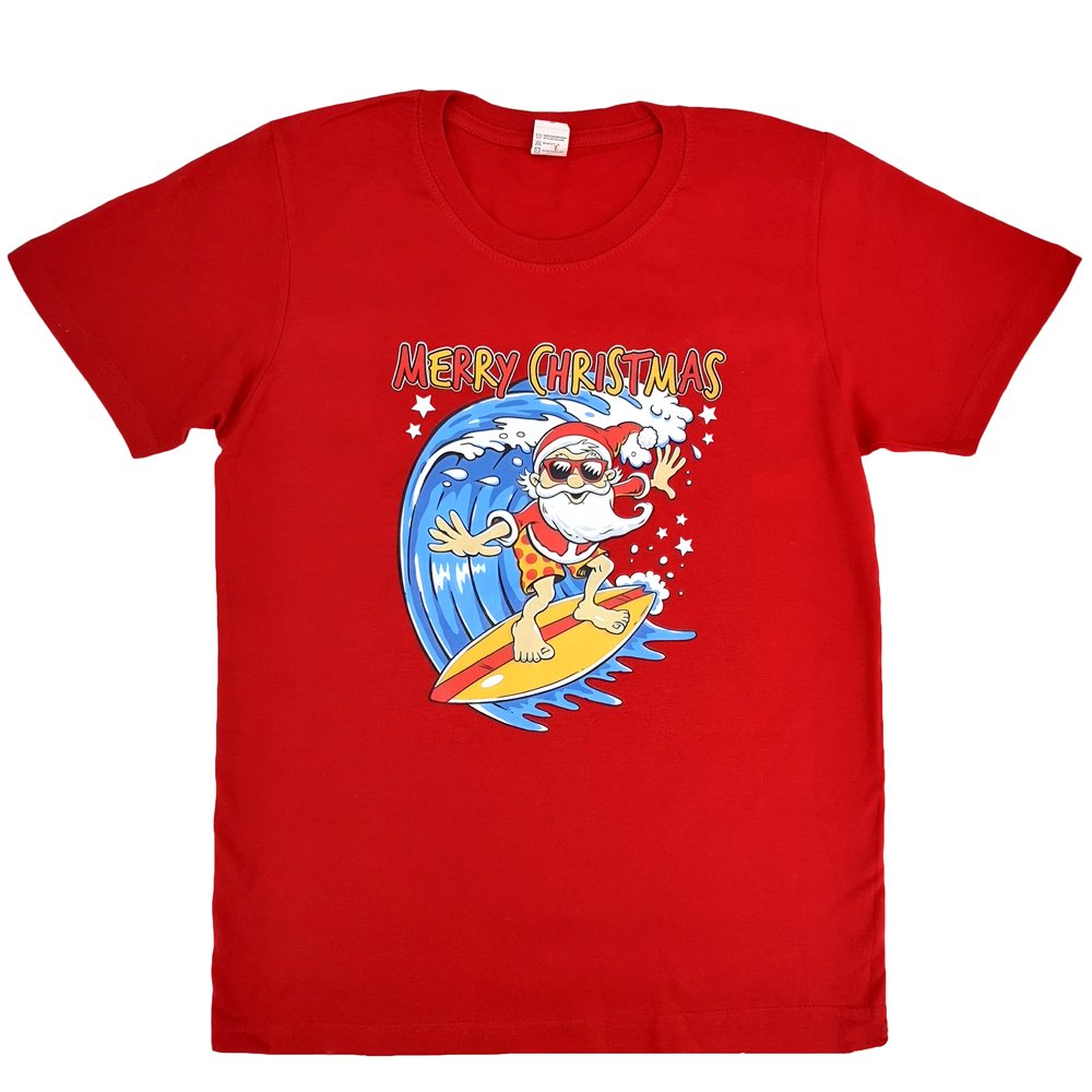 New Funny Adult Xmas Christmas T Shirt Tee Mens Womens 100% Cotton Jolly Ugly, Santa Surf (Red), L V474-290680