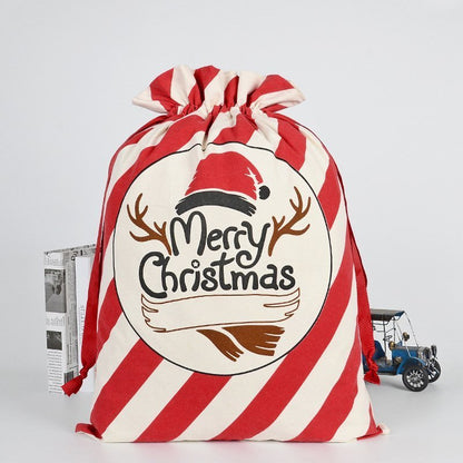 50x70cm Canvas Hessian Christmas Santa Sack Xmas Stocking Reindeer Kids Gift Bag, Red - Merry Xmas w Antler V474-291894