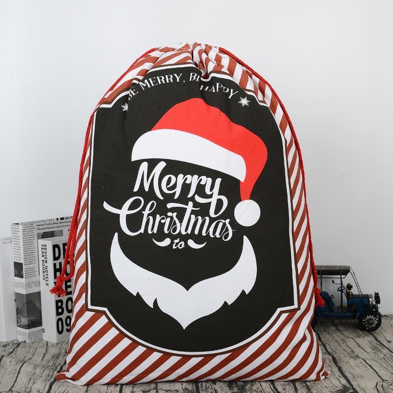 Large Christmas XMAS Hessian Santa Sack Stocking Bag Reindeer Children Gifts Bag, Red - Smile Santa V474-291907