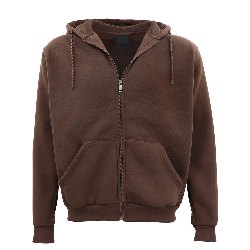Adult Unisex Zip Plain Fleece Hoodie Hooded Jacket Mens Sweatshirt Jumper XS-8XL, Brown, M V474-307412