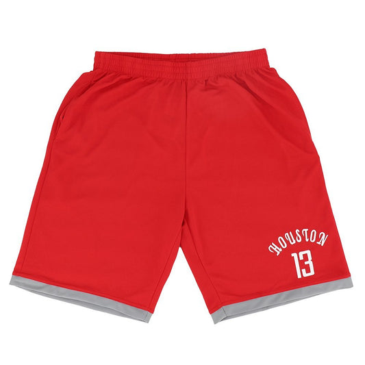 Men's Basketball Sports Shorts Gym Jogging Swim Board Boxing Sweat Casual Pants, Red - Houston 13, M V474-308489
