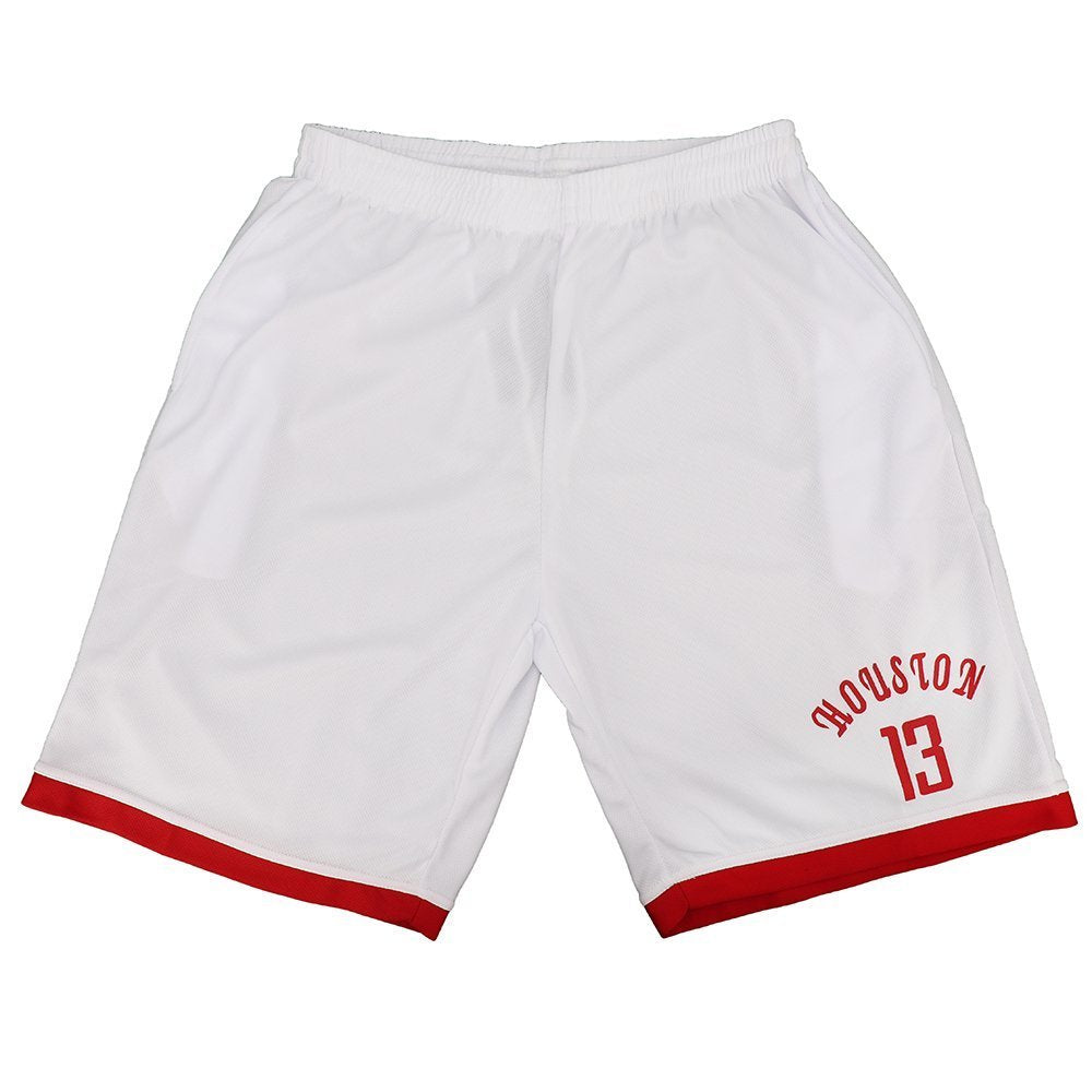 Men's Basketball Sports Shorts Gym Jogging Swim Board Boxing Sweat Casual Pants, White - Houston 13, M V474-308501
