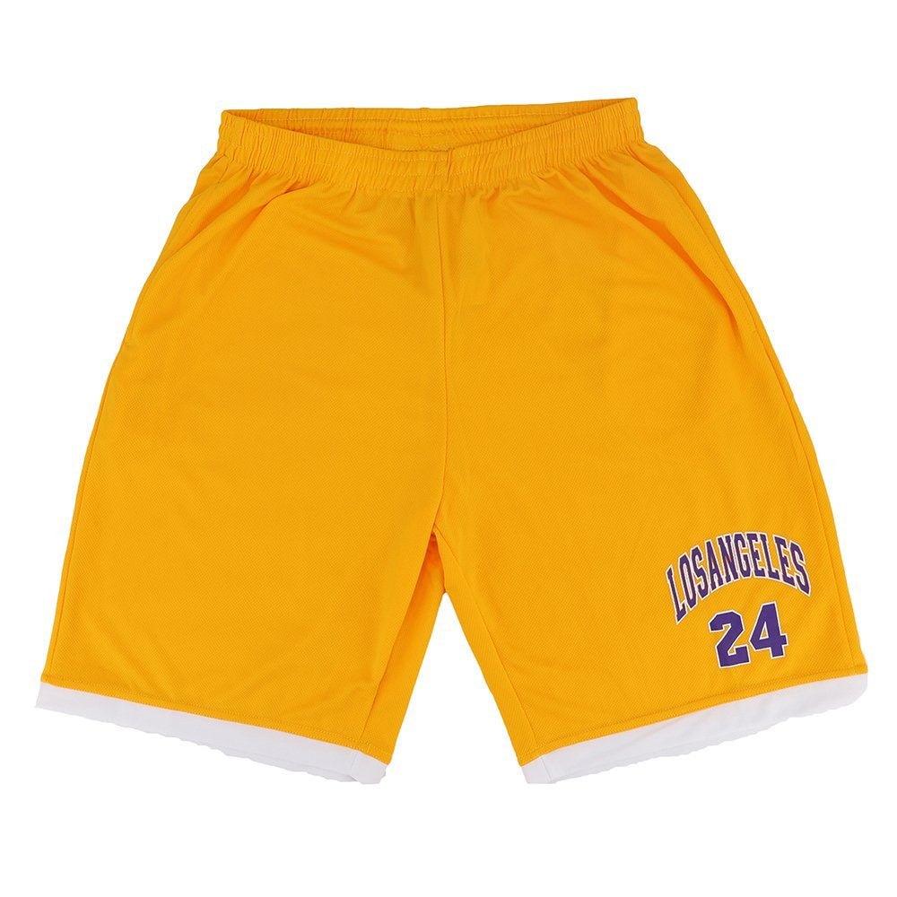 Men's Basketball Sports Shorts Gym Jogging Swim Board Boxing Sweat Casual Pants, Yellow - Los Angeles 24, M V474-308513