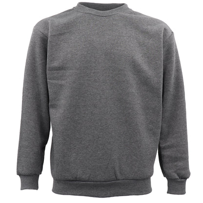 New Adult Unisex Plain Pullover Fleece Jumper Mens Long Sleeve Crew Neck Sweater, Grey, XS V474-338517