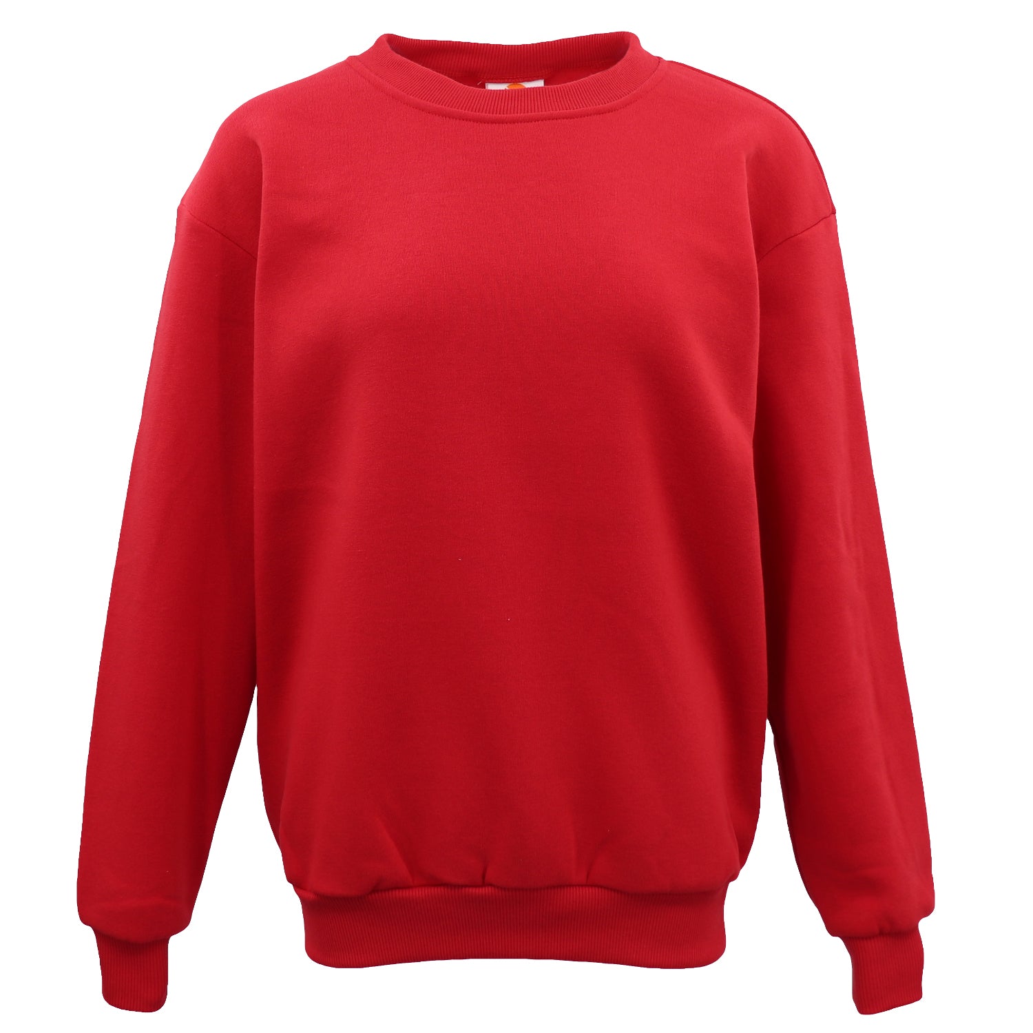 New Adult Unisex Plain Pullover Fleece Jumper Mens Long Sleeve Crew Neck Sweater, White, L