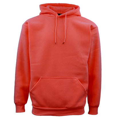 Adult Unisex Men's Basic Plain Hoodie Pullover Sweater Sweatshirt Jumper XS-8XL, Coral Pink, 3XL V474-361910