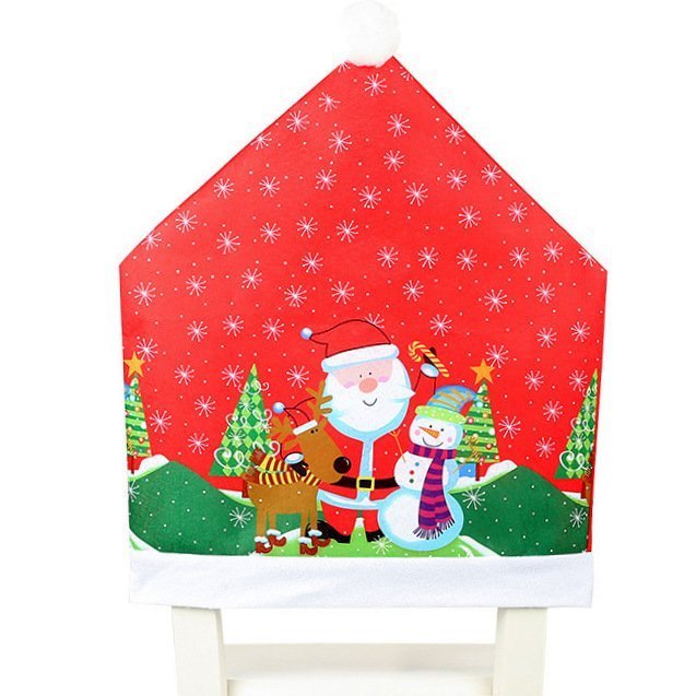 10x Christmas Chair Covers Dinner Table Santa Hat Snowman Home Decor Ornaments, Santa (10 Chair Covers) V474-380148