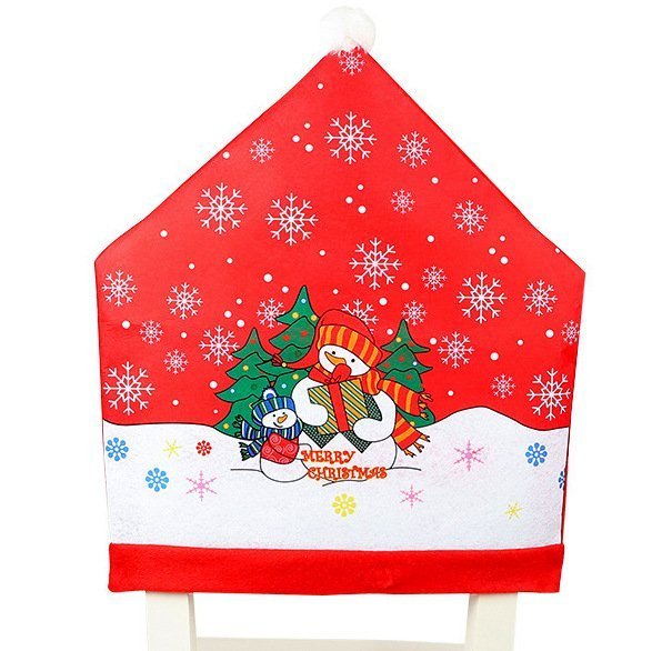 10x Christmas Chair Covers Dinner Table Santa Hat Snowman Home Decor Ornaments, Snowman (10 Chair Covers) V474-380149