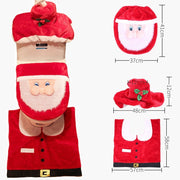 4pcs Christmas Toilet Seat Cover Rug Bathroom Set Santa Snowman Xmas Home Decor, Santa B (Set of 3) V474-380872