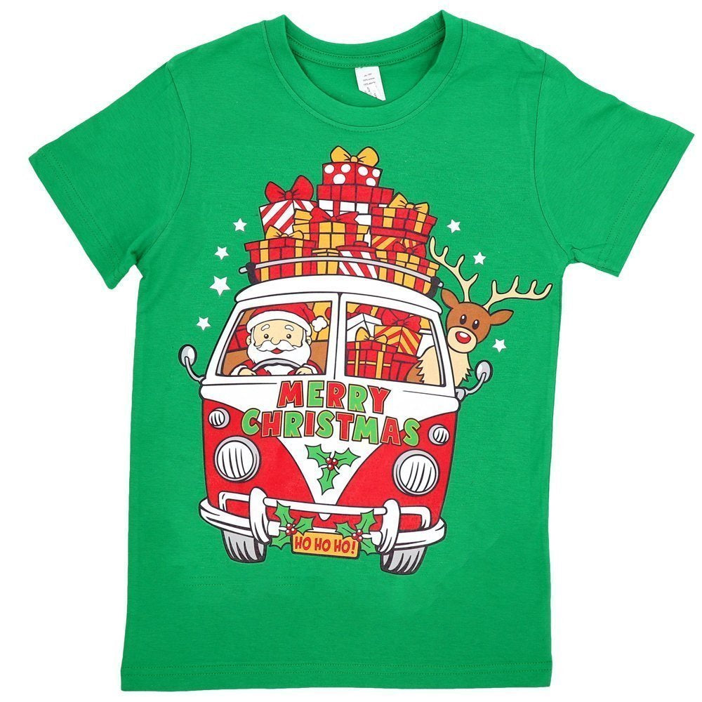 New Funny Adult Xmas Christmas T Shirt Tee Mens Womens 100% Cotton Jolly Ugly, Santa Drive Kombi (Green), L V474-385330