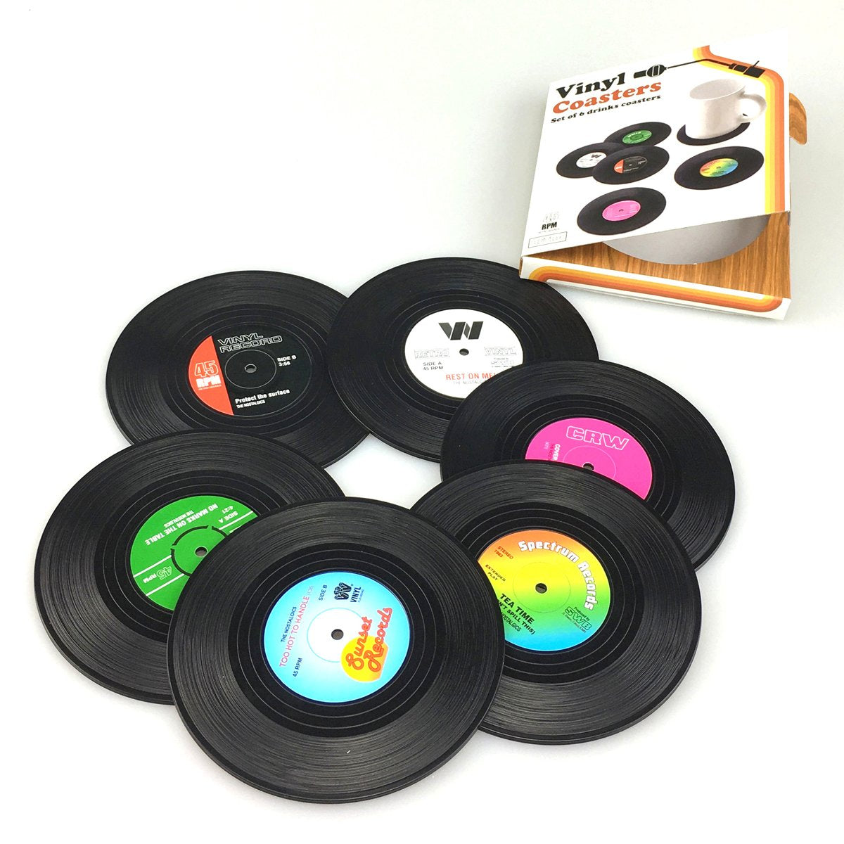 6x Creative Vinyl Record Cup Coasters Glass Drink Tableware Home Decor, C V474-393862