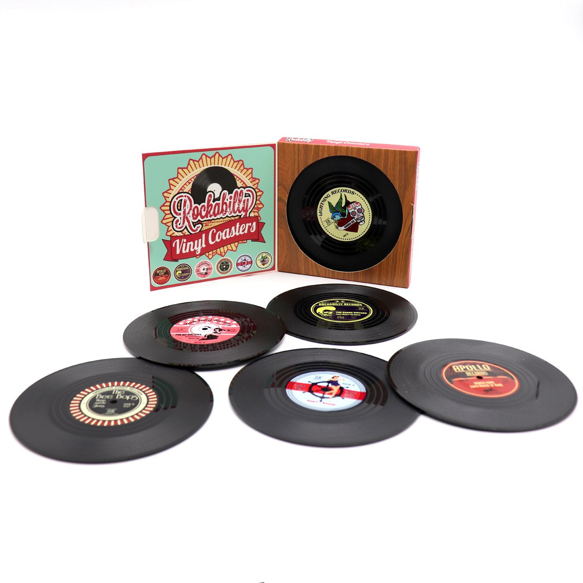 6x Creative Vinyl Record Cup Coasters Glass Drink Tableware Home Decor, Rockabilly V474-393865