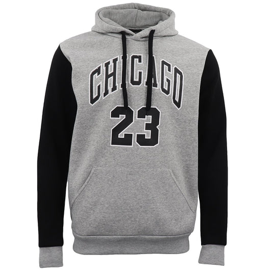 Men's Fleece Pullover Hoodie Jacket Chicago Bulls 23 Michael Jordan Sweat Shirt, Light Grey, S V474-397398
