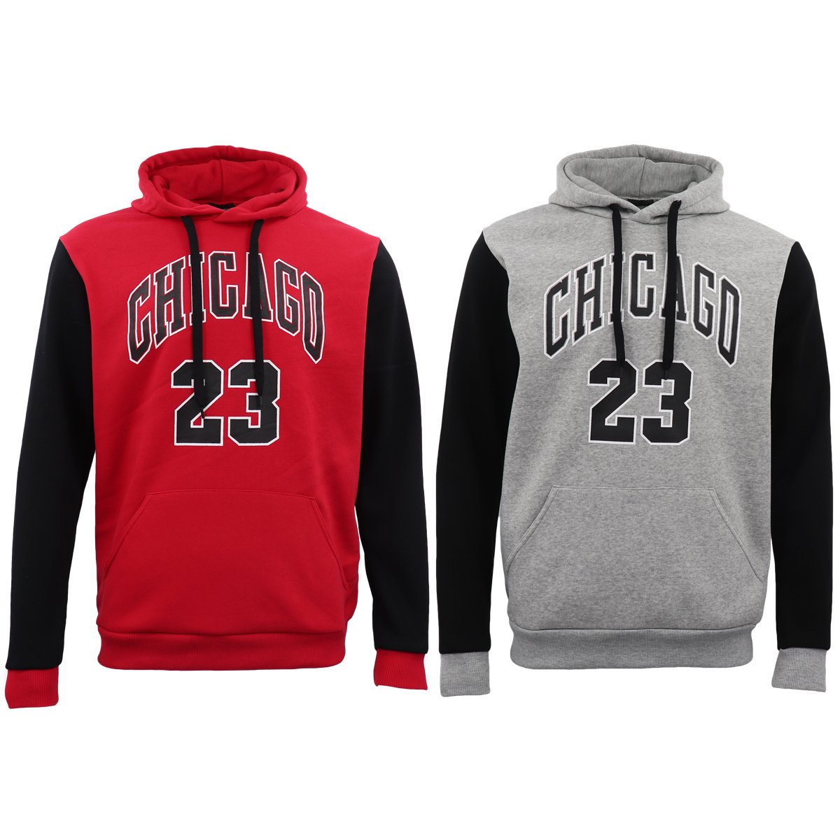 Men's Fleece Pullover Hoodie Jacket Chicago Bulls 23 Michael Jordan Sweat Shirt, Light Grey, M V474-397399