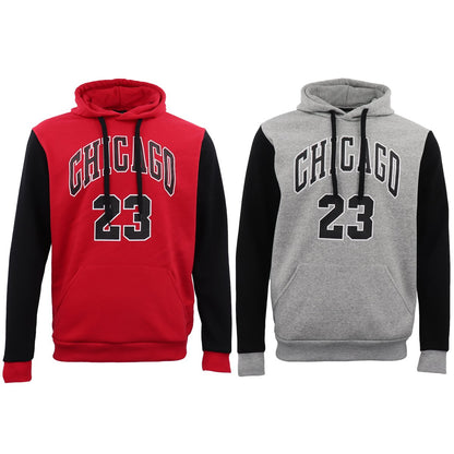Men's Fleece Pullover Hoodie Jacket Chicago Bulls 23 Michael Jordan Sweat Shirt, Red, 2XL V474-397409
