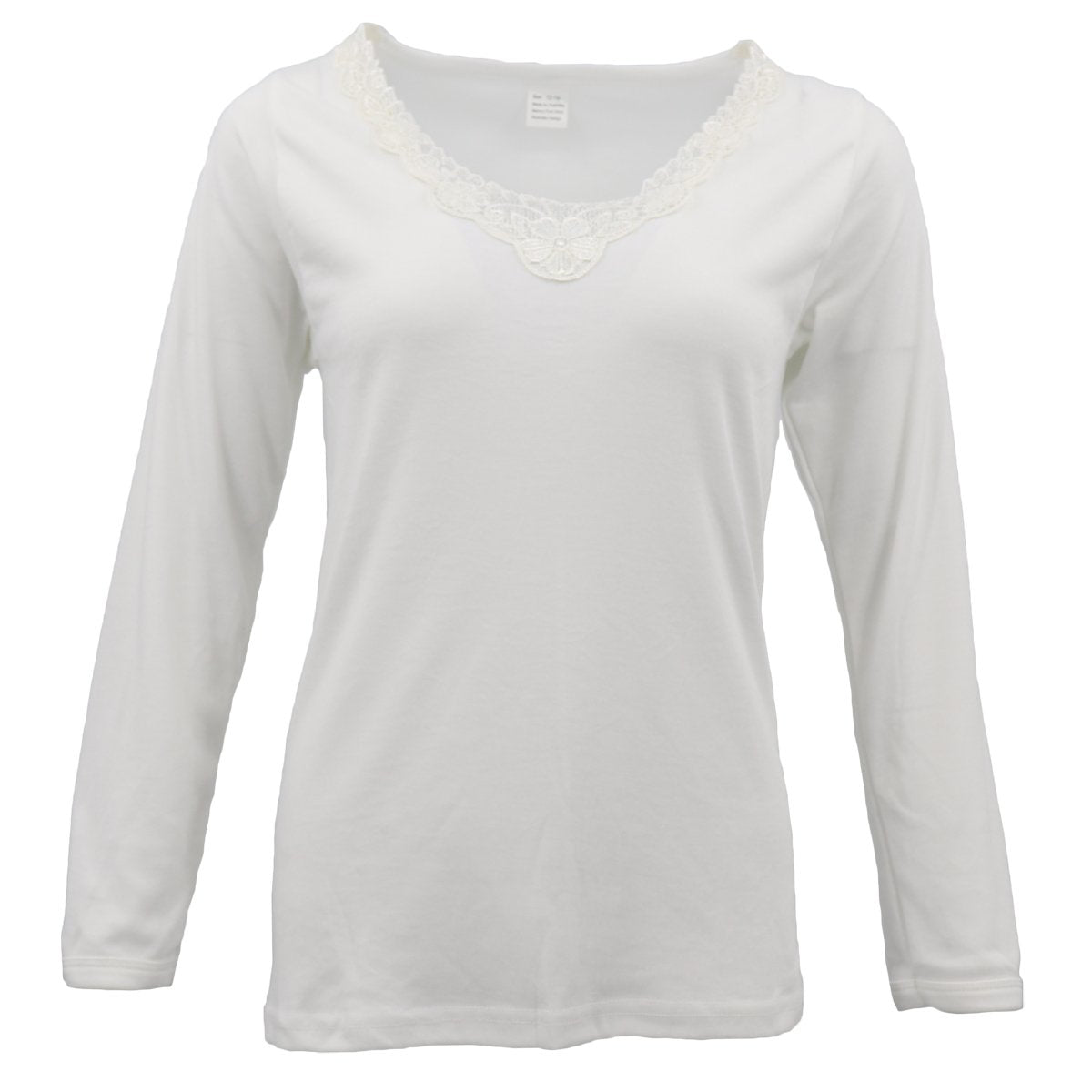 Womens Merino Wool Top Pants Thermal Leggings Long Johns Underwear Pajamas, Women's Floral Top - Beige B, V474-399005