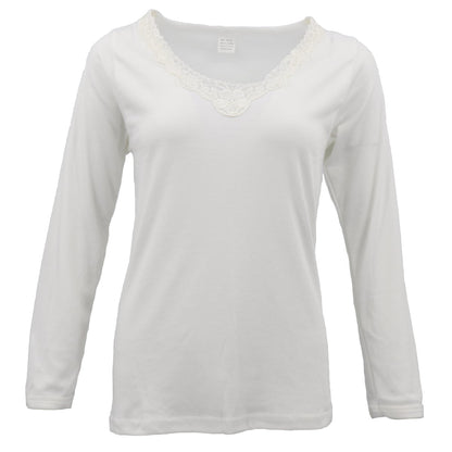 Womens Merino Wool Top Pants Thermal Leggings Long Johns Underwear Pajamas, Women's Floral Top - Beige B, V474-399008